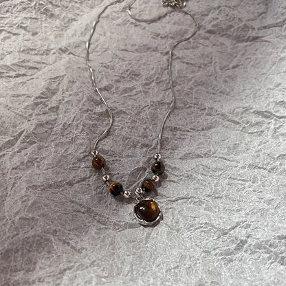 EtherealBe Y2K opal necklace for women featuring a silver chain and elegant stone accents