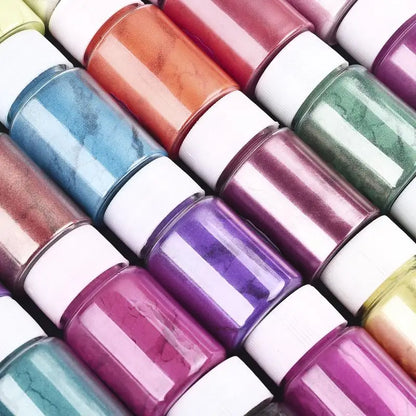 6/24/30Pcs-Set Epoxy Resin Dye Mica Powder Powdered Pigments Set Resin Mica Pearlescent Resin Pearl Box-Packed Micas Colorants