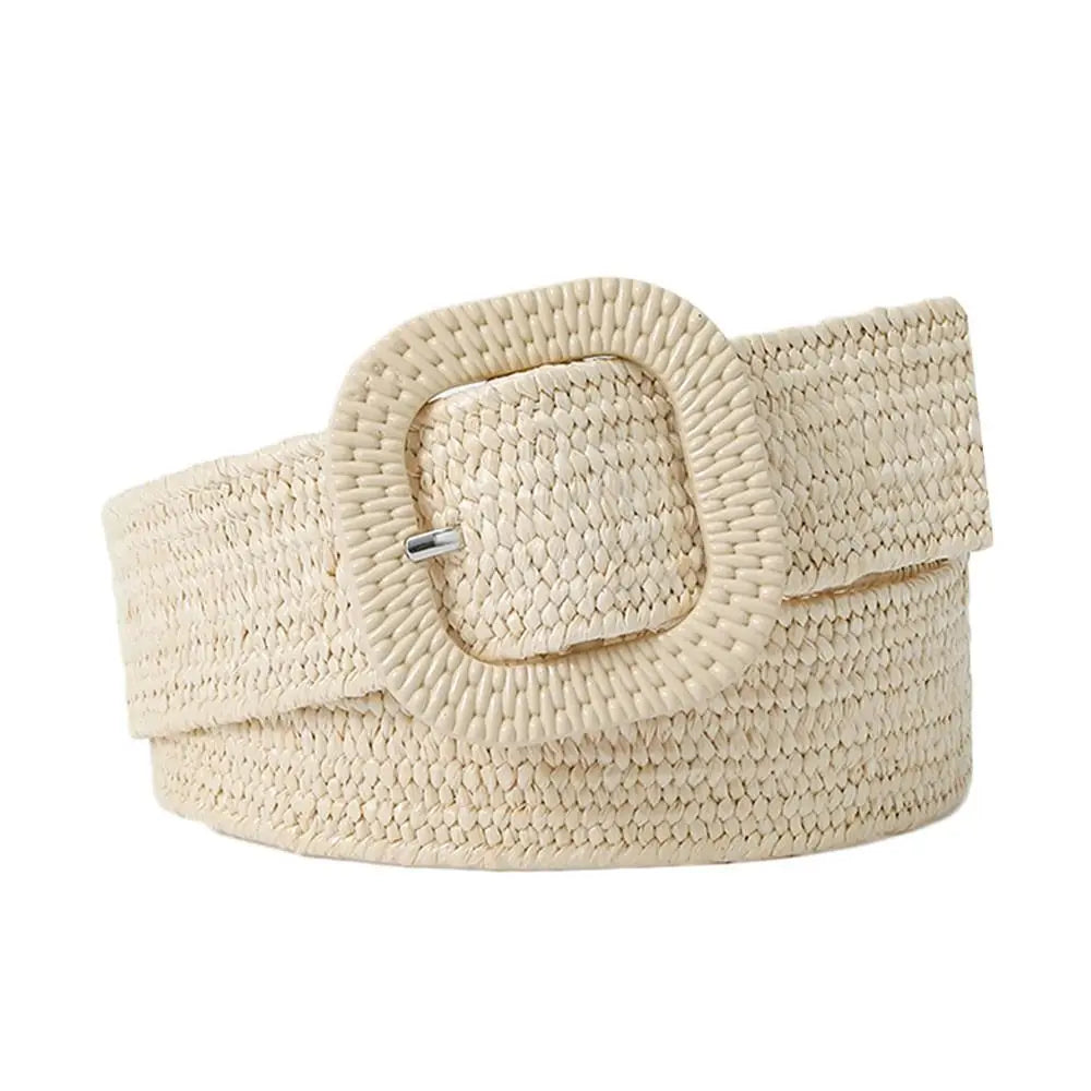 Fashion Wide Waistband Female Waist Belt Bohemian Braided Belts for Women Summer Patchwork Straw Woven Belt