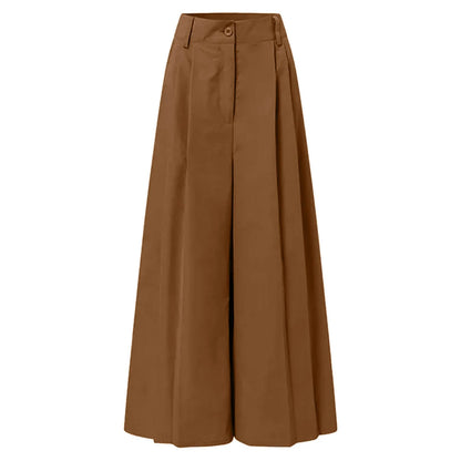 Women Fashion Palazzo Pants Cotton Linen Comfy Baggy Trousers Super Wide Floor Length Pants Women Clothing Pantalones De Mujer