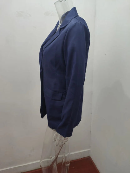 Autumn New Temperament Coat Women's Long Sleeve Solid Color Suit Collar Single Breasted Suit