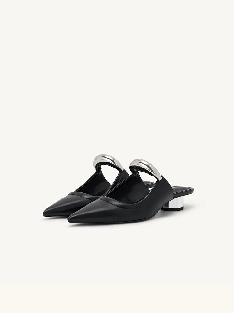 Pointed Toe Women's Slippers 2024 Summer Fashion Shallow Mouth Women's Mules Comfortable Wear Outside Ladies One Word Drag