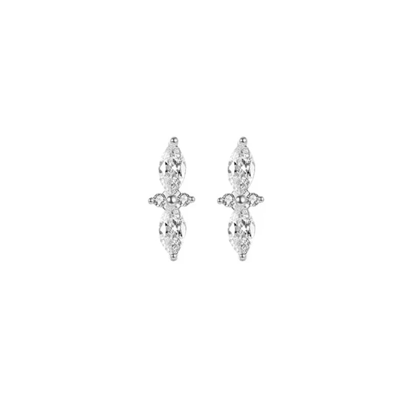 925 Sterling Silver Ear Needle Geometric Zircon Metal Earrings for women Shiny Crystal Luxury Small Stud Fashion Wedding Jewelry