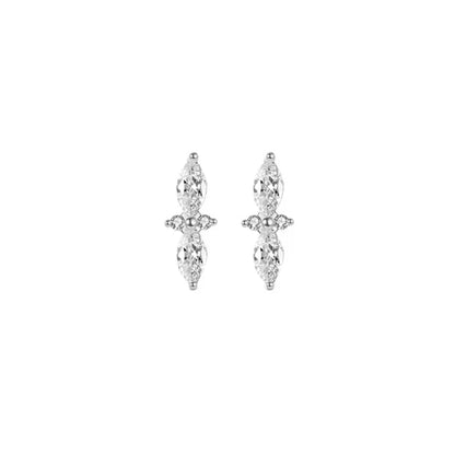 925 Sterling Silver Ear Needle Geometric Zircon Metal Earrings for women Shiny Crystal Luxury Small Stud Fashion Wedding Jewelry