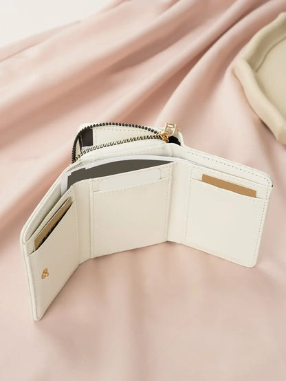 1pc Ladies' Short Wallet Suitable For Work & Business ID Card Credit Card For Christmas Gift For Young Girls Women White-Collar