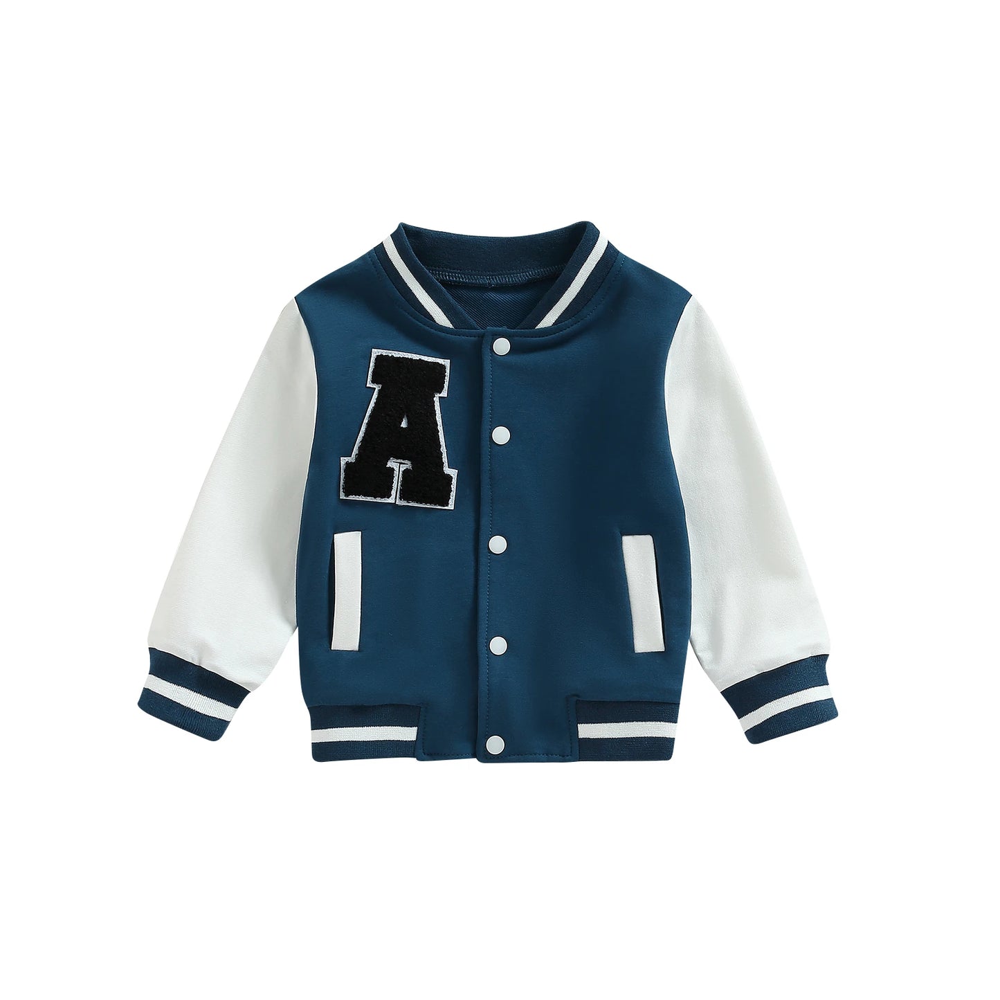Kids Boy Girl Baseball Jackets Toddler Letter Pattern Contrast Color Long Sleeve Buttons Front Coat Autumn Winter Outerwear 1-5T