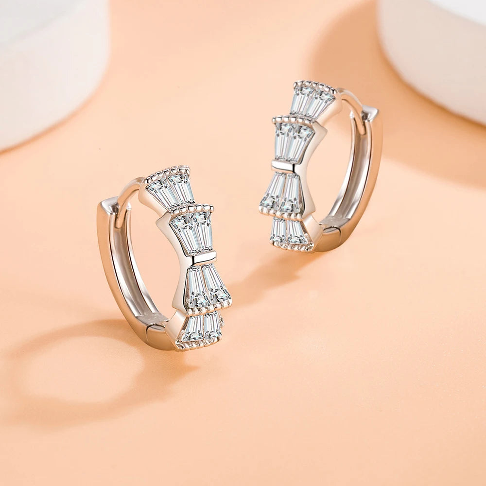 Pure 925 Sterling Silver High Quality Jewelry New Crystal Hoop Earrings For Women XY0174