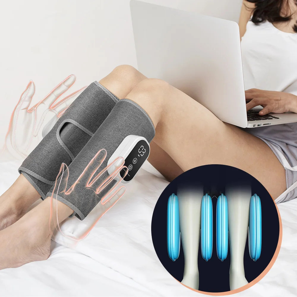 3 Gears 3 Modes Leg Calf Massager Cordless Air Pressure Massager for Fitness Office Gym Muscle Relaxation 15Min Timer