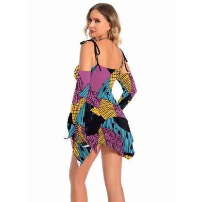 Zawaland Christmas Horror Sally Cosplay Costume Zombie Dress for Women Halloween Dress Up Funny Party Dresses Leggings Suit