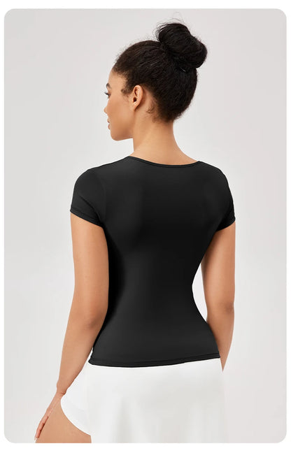 Yoga Tops Women Gym Training Sport Tops Quick-Dry Yoga Shirts Short-sleeved Outdoor Running Fitness Casual Sports T-shirt