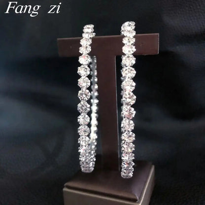 New exquisite fashion earrings jewelry geometric design round single row Rhinestone Earrings for her gift