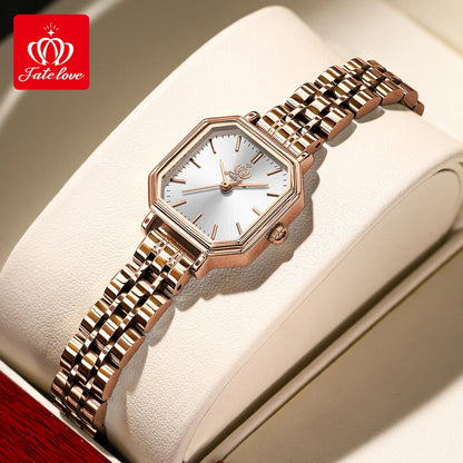 OLEVS Square Dial Quartz Watch for Women Stainless steel Fashion Gold Wristwatch Dress Elegant TOP Brand Luxury Women's Watches