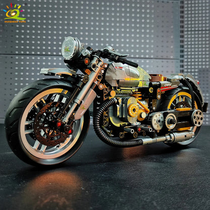 HUIQIBAO 808PCS MOC Technial Motorbike Building Model Blocks City Moto Racer Bricks Toy for Kids Boy Children Adult Car Set