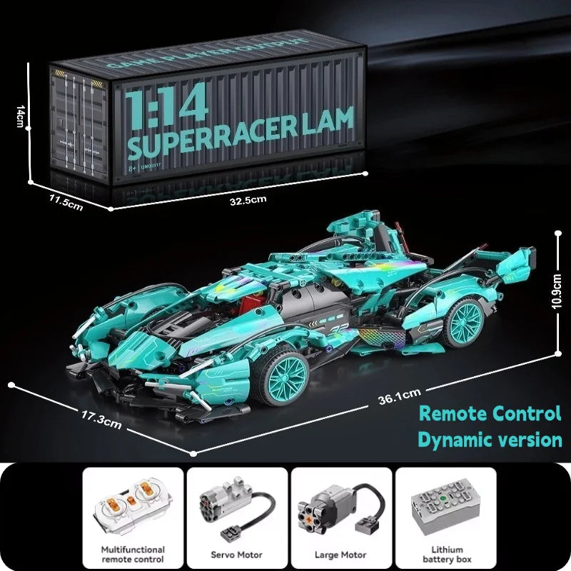 Technology Racing Car Block Model 1280PCS+ 1:14 Motion Speed Car Model Mechanical Super Block Assembly Toy Children Adult Gifts