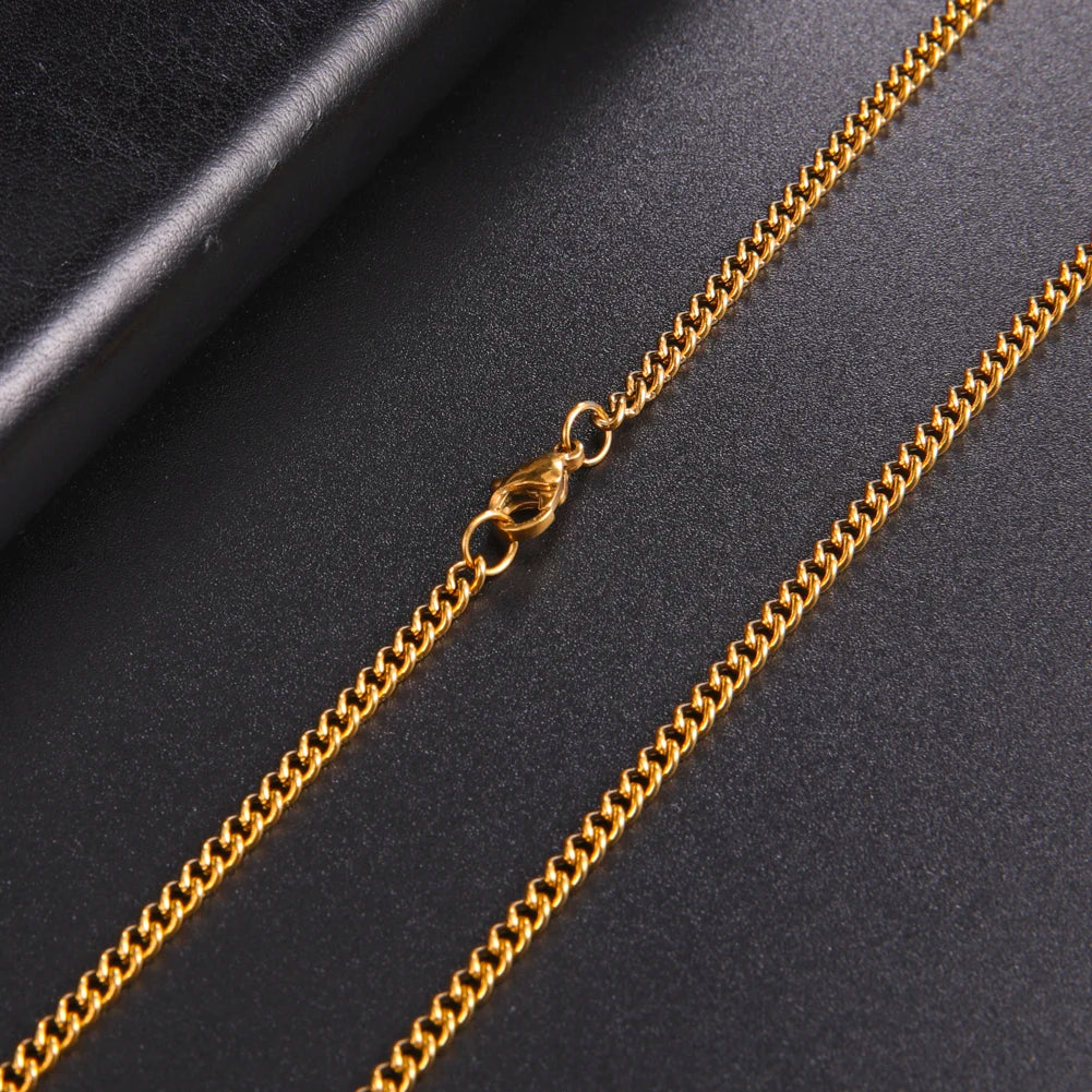 Skyrim Fashion 60cm Long Box Chain Necklace Men Stainless Steel Black Gold Color Link Chains Basic Punk Jewelry Wholesale