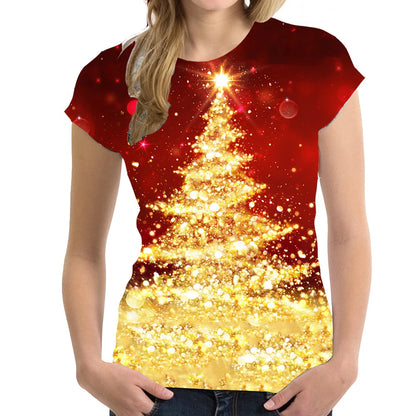 Christmas T-Shirts 3D Print Women Fashion Streetwear O-Neck Oversized Short Sleeve T Shirt Harajuku Y2k Tops Tees Woman Clothing