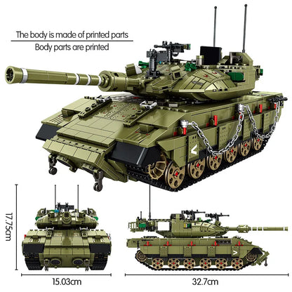 WW2 Military Leopard 2A4 Battle Tank Series Building Blocks Brick Model MOC Army Weapon Boy Set Kid Toy Childrens Christmas Gift