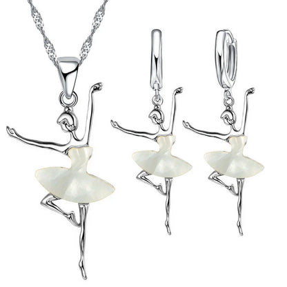 Lovely Pendants Necklaces Earrings for Girls Children 925 Sterling Silver Color Party Accessory Fashion Women Jewelry Sets