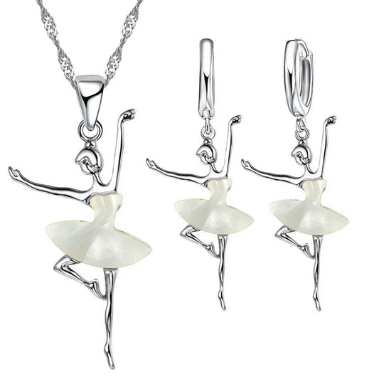 Lovely Pendants Necklaces Earrings for Girls Children 925 Sterling Silver Color Party Accessory Fashion Women Jewelry Sets