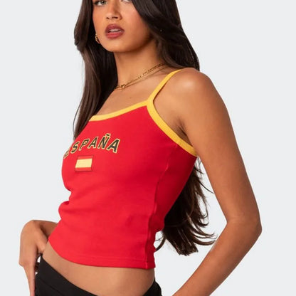 Summer Backless Camisole Cute Espana Graphic Print Tank Tops Female Fairy Vintage Crop Top Aesthetic Women's T-shirt Y2K Clothes