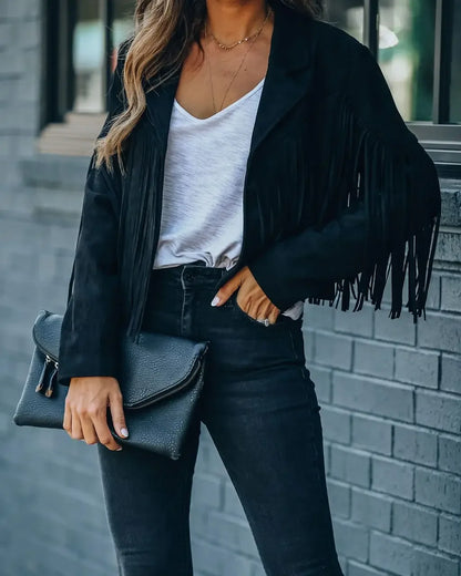 EtherealBe Fringe Suede Jacket with Tassels for Women