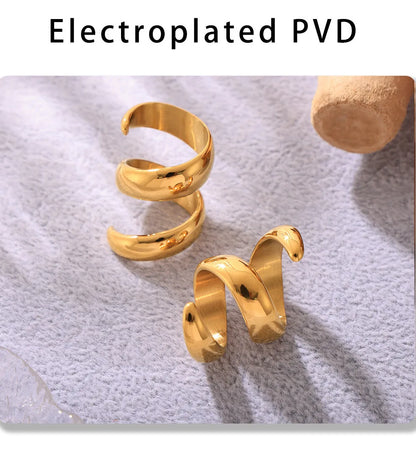 Fashion Spiral 316L Stainless Steel Rings For Women Men 18K Gold Plated Spring Shape Unisex Women's Men's Ring Couples Jewelry