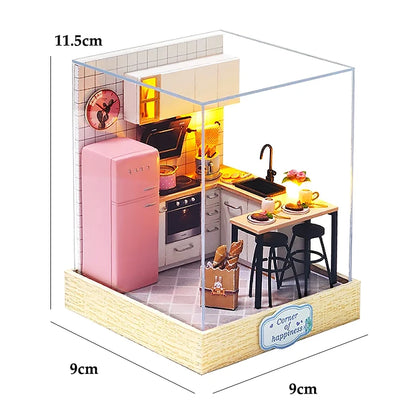 Handmade Wooden Miniature Doll House Kit 3D Puzzle Assembled Building Model Kit With LED Light DollHouses Toy For Christmas Gift