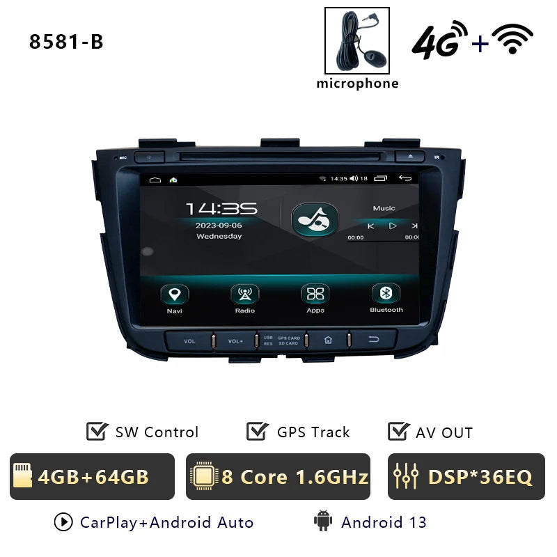 CHSTEK Car Radio Android 13 Carplay For Kia Sorento 2012- 2015 Automotiva Navigation Bluetooth5.0 WIFI 4G Multimedia Auto Stereo