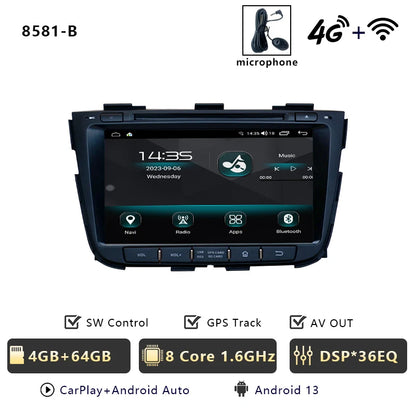 CHSTEK Car Radio Android 13 Carplay For Kia Sorento 2012- 2015 Automotiva Navigation Bluetooth5.0 WIFI 4G Multimedia Auto Stereo