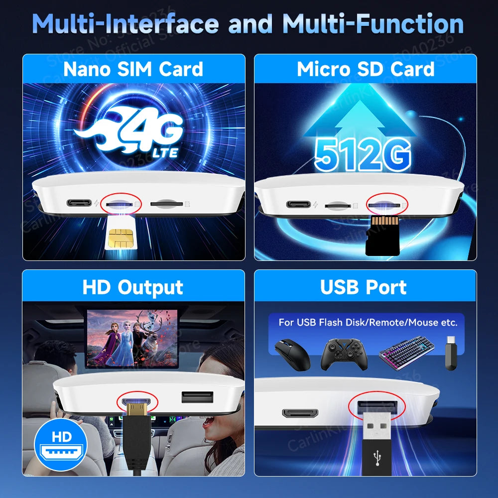 HDMI CarlinKit 8G+128G CarPlay Ai Box Android 13.0 Wireless Android Auto&CarPlay SM6225 Qualcomm 8-Core For Netflix Smart TV Box