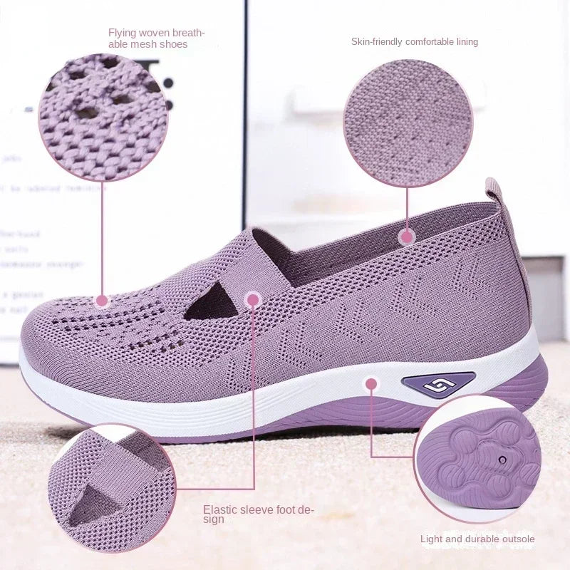 EtherealBe lightweight women's walking flats with breathable mesh, elastic design, and durable outsole