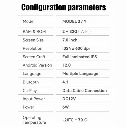 Android 12 7 inch Smart Screen Car Radio 2+32g for Tesla Model 3 Y Rear Seat Multimedia Display Wireless Car-play Smart Screen
