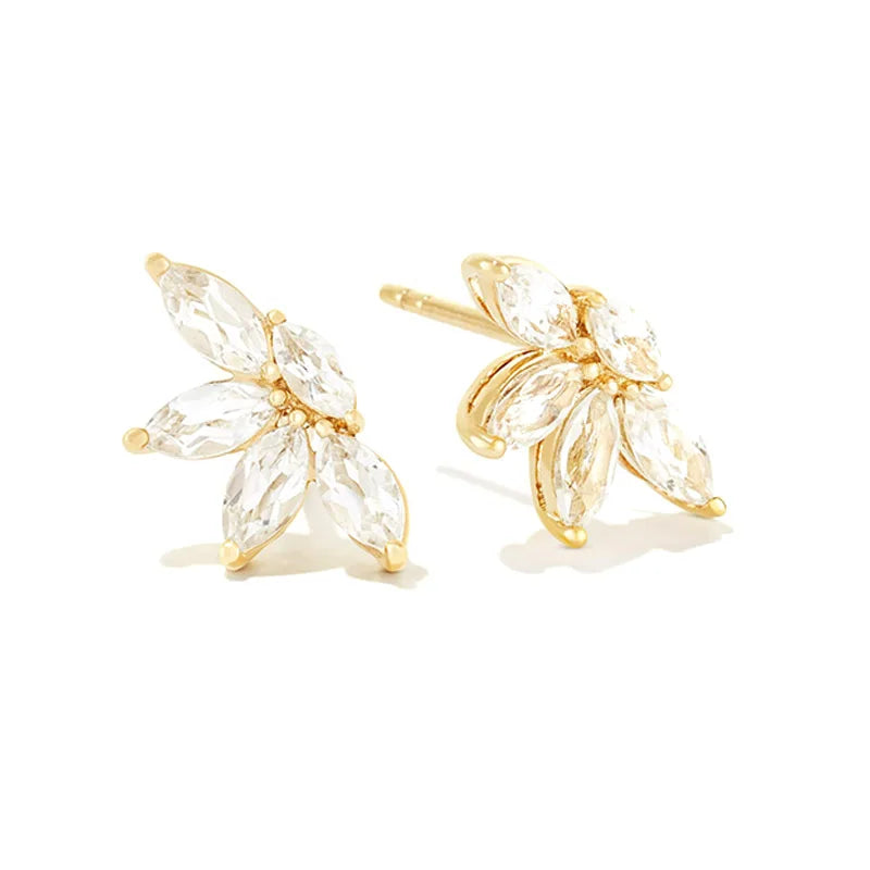 925 Sterling Silver Ear Needle Geometric Zircon Metal Earrings for women Shiny Crystal Luxury Small Stud Fashion Wedding Jewelry