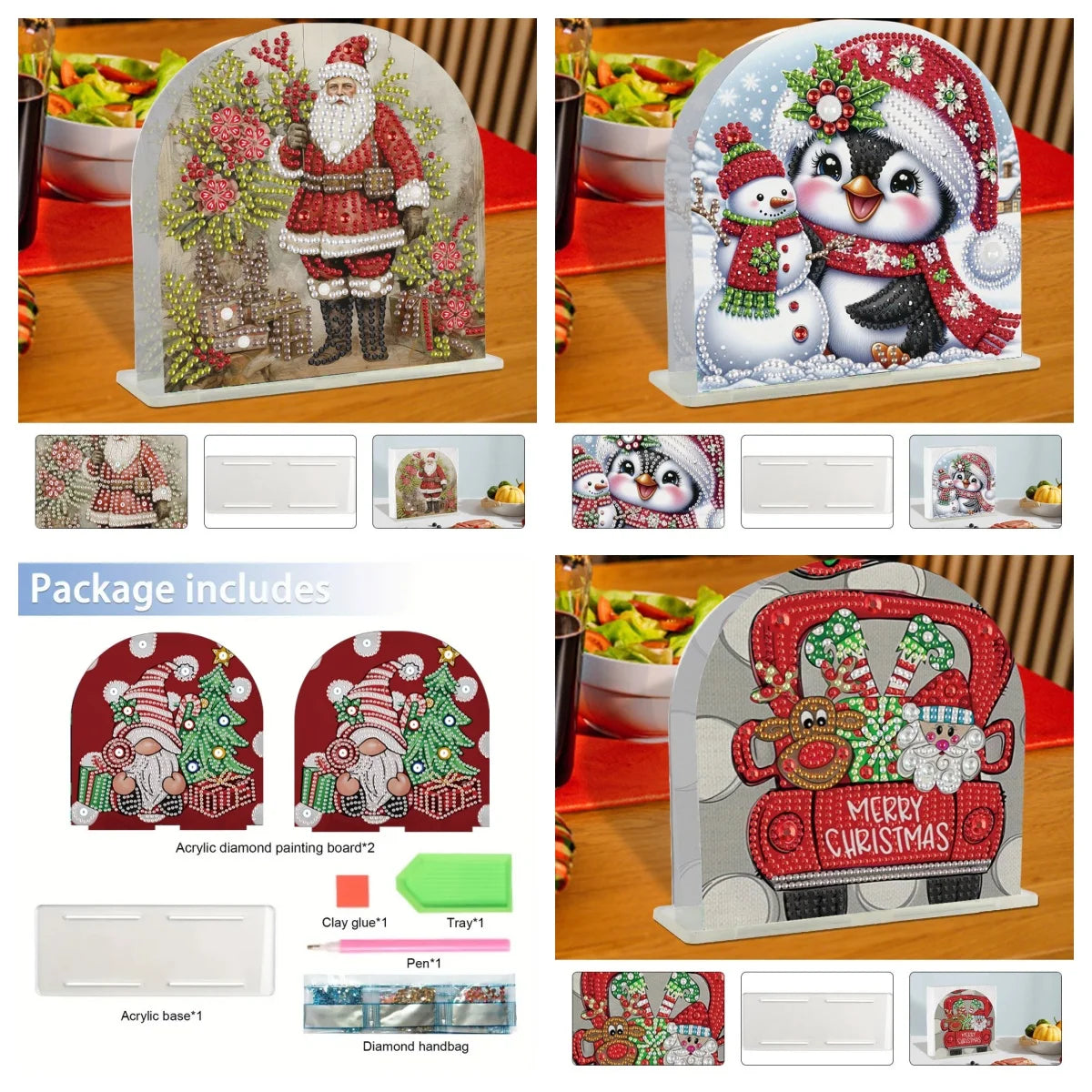 1 piece/set DIY Christmas Diamond Art Tissue holder Acrylic napkin holder Craft Home office table Christmas gift