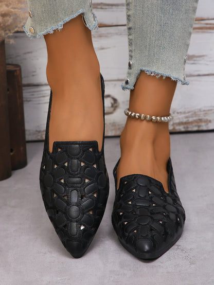 EtherealBe women's embroidered loafers in black with intricate detailing and a stylish design