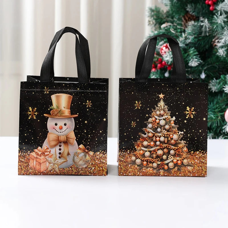 4pcs Christmas Gift Bags Christmas Party Decoration Kids Favors 2025 Xmas Santa Claus Hand Bags Navidad Natal New Year Gift 2026