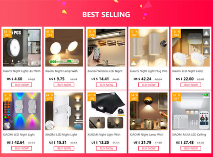 Xiaomi Night Lamp With Motion Sensor Night Light Rechargeable Wireless Led 360 Rotating Magnetic For Kitchen Room Bedside Table