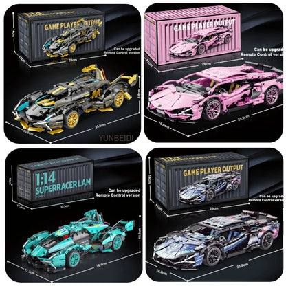 Technology Racing Car Block Model 1280PCS+ 1:14 Motion Speed Car Model Mechanical Super Block Assembly Toy Children Adult Gifts