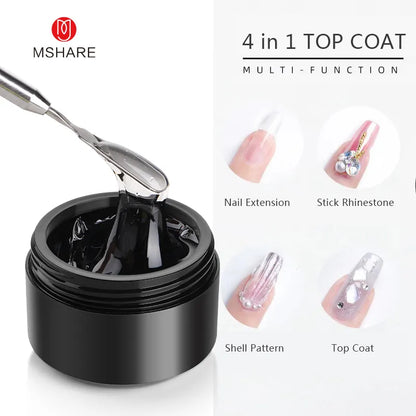 MSHARE 3D Top Coat UV Gel Rhinestones No Wipe Topcoat Without Sticky Layer Water Drop 50ml