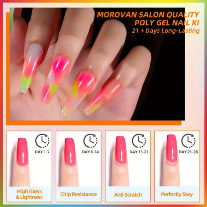 12 kinds of candy colored Poly, equipped with pure Poly gel and glitter Poly, nail gel is suitable for all season women's partie