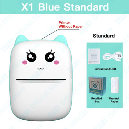 ZWN Portable Bluetooth Mini Printer Mobile Phone Photo Title Note Print Pocket Student Error Label Printer for Children's Gifts