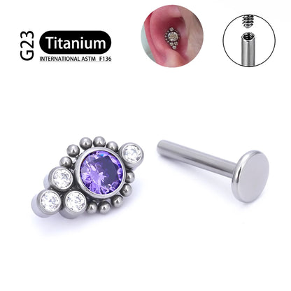 G23 Titanium ASTM F136 Cartilage Ear Studs Zircon Opal Agate Labret Lip Tragus Christmas Gift Piercing Jewelry For Women