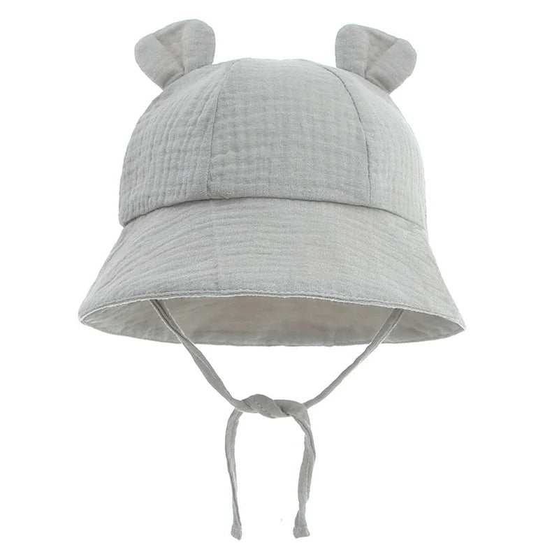 Spring Autumn Solid Color Soft Baby Bucket Hat Cotton Fisherman Hats Kids Summer Toddler Boy Girls Panama Sun Cap Children 0-12M