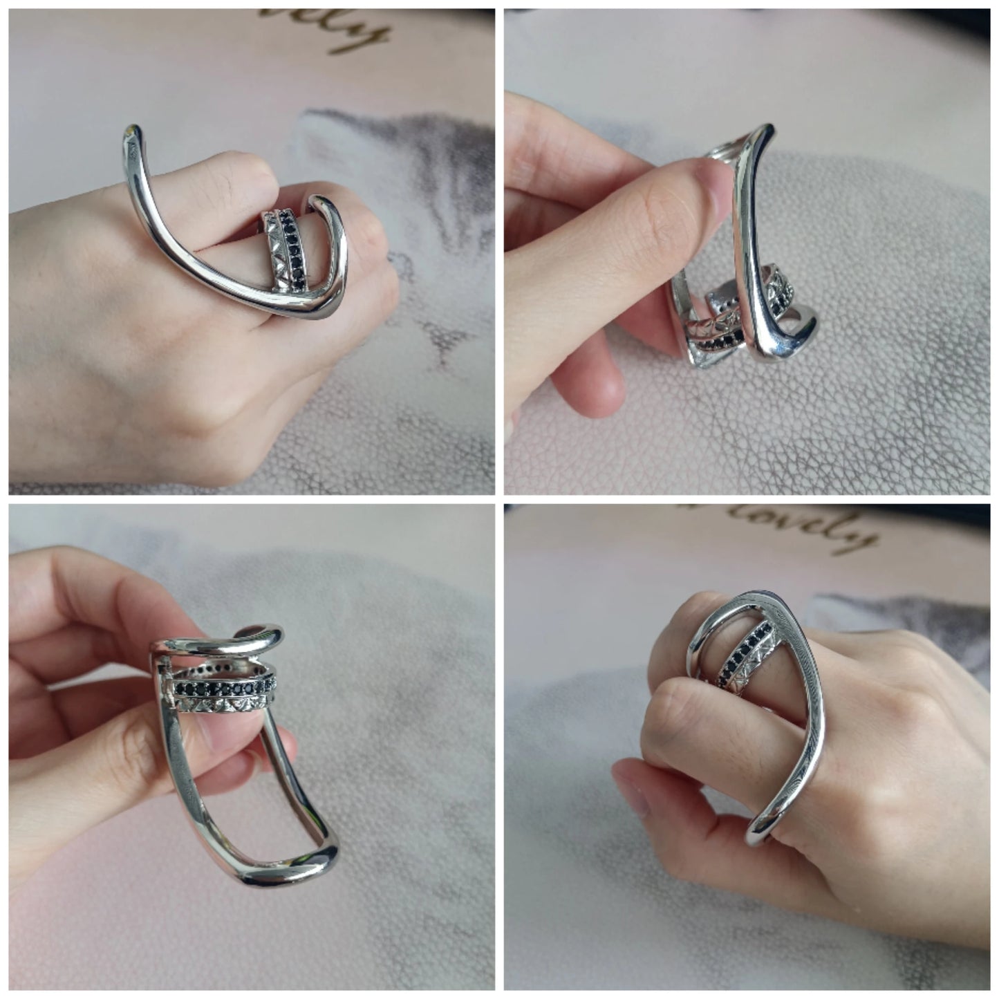 925 Sterling Silver Open Finger Mobius Ring Twist for Women Golden Rock Punk Lines Stackable Jewelry Gift Dropship Wholesale