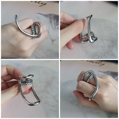 925 Sterling Silver Open Finger Mobius Ring Twist for Women Golden Rock Punk Lines Stackable Jewelry Gift Dropship Wholesale