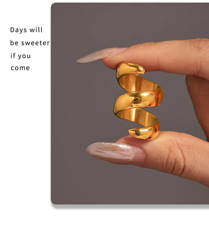 Fashion Spiral 316L Stainless Steel Rings For Women Men 18K Gold Plated Spring Shape Unisex Women's Men's Ring Couples Jewelry
