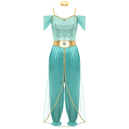 Festival Arabian Princess Costumes Indian Dance Embroider Bollywood Jasmines Costume Party Halloween Cosplay Jasmines Outfit