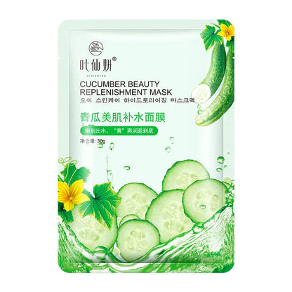 12 Pieces Blueberry Facial Masks Aloe Cucumber Peach Fresh Fruit Moisturizing Face Mask Sheets for Beauty Facial Skin Care