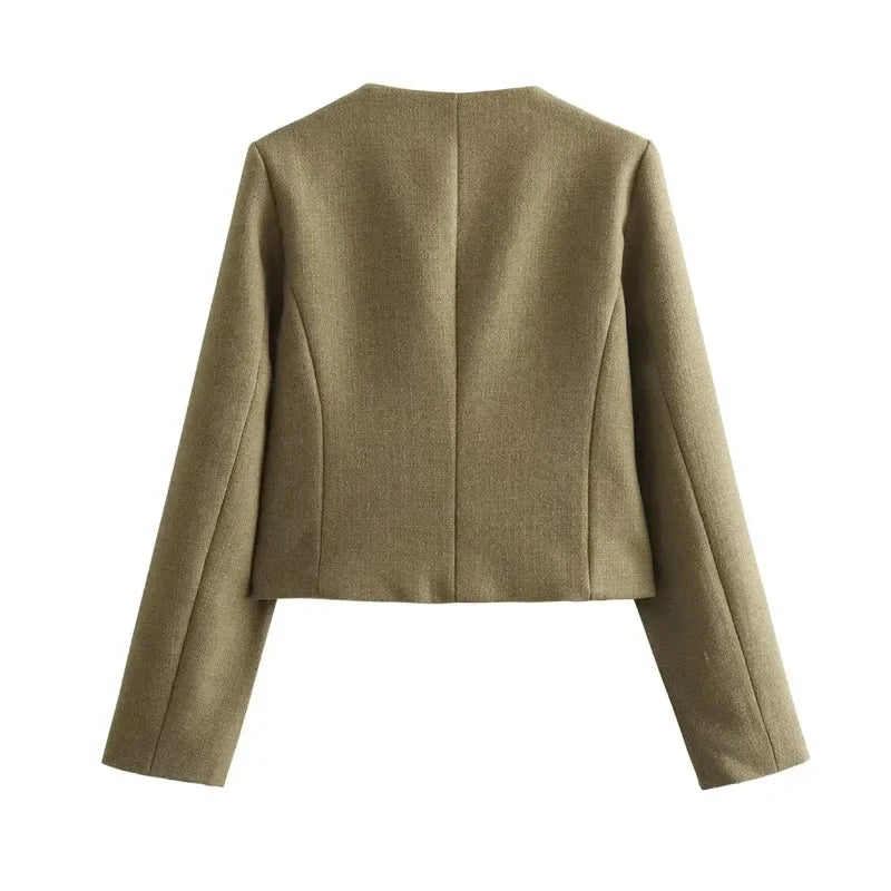 2025 New Woman Jackets Outerwears Long Sleeve Cropped Fashion Jacket for Women Button Short Coats Elegant Women's Coat