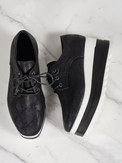 Women's Platform Wedge Heeled Shoes Casual Lace Up Outdoor Shoe Comfortable High Heel Sneakers Low Top Sneaker Thick Sole